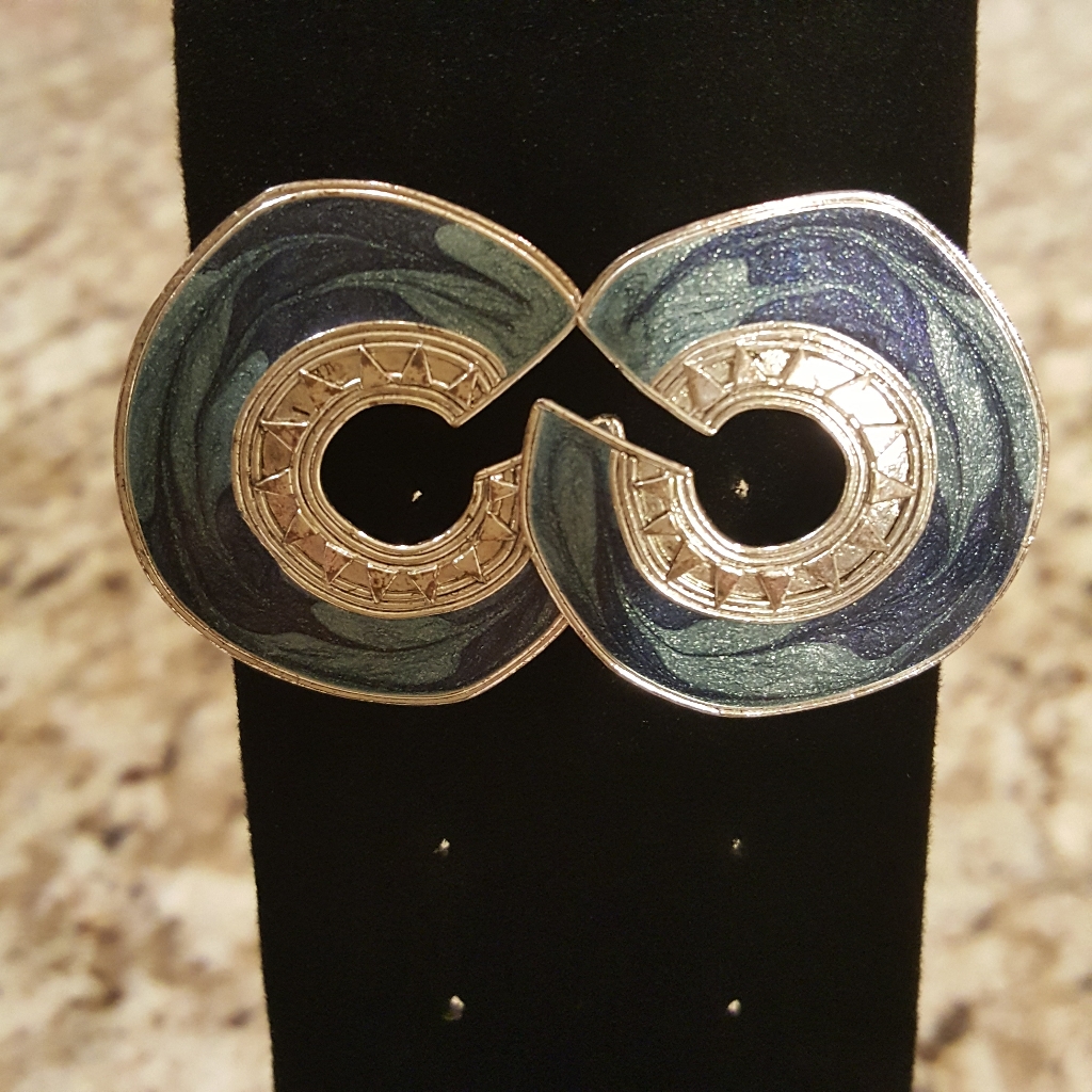 Last Chance !!Berebi Blue /Silver Enameled Silvertone Earrings